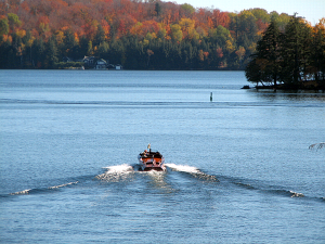 motor boat on lake